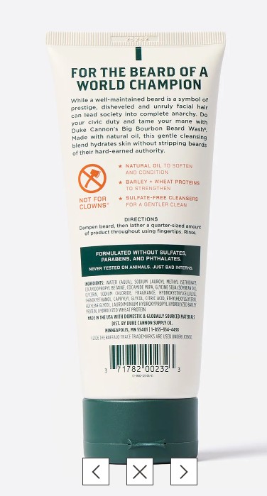 Gesichts- und Bartwaschgel Bourbon beard wash gel  177ml DUKE CANNON