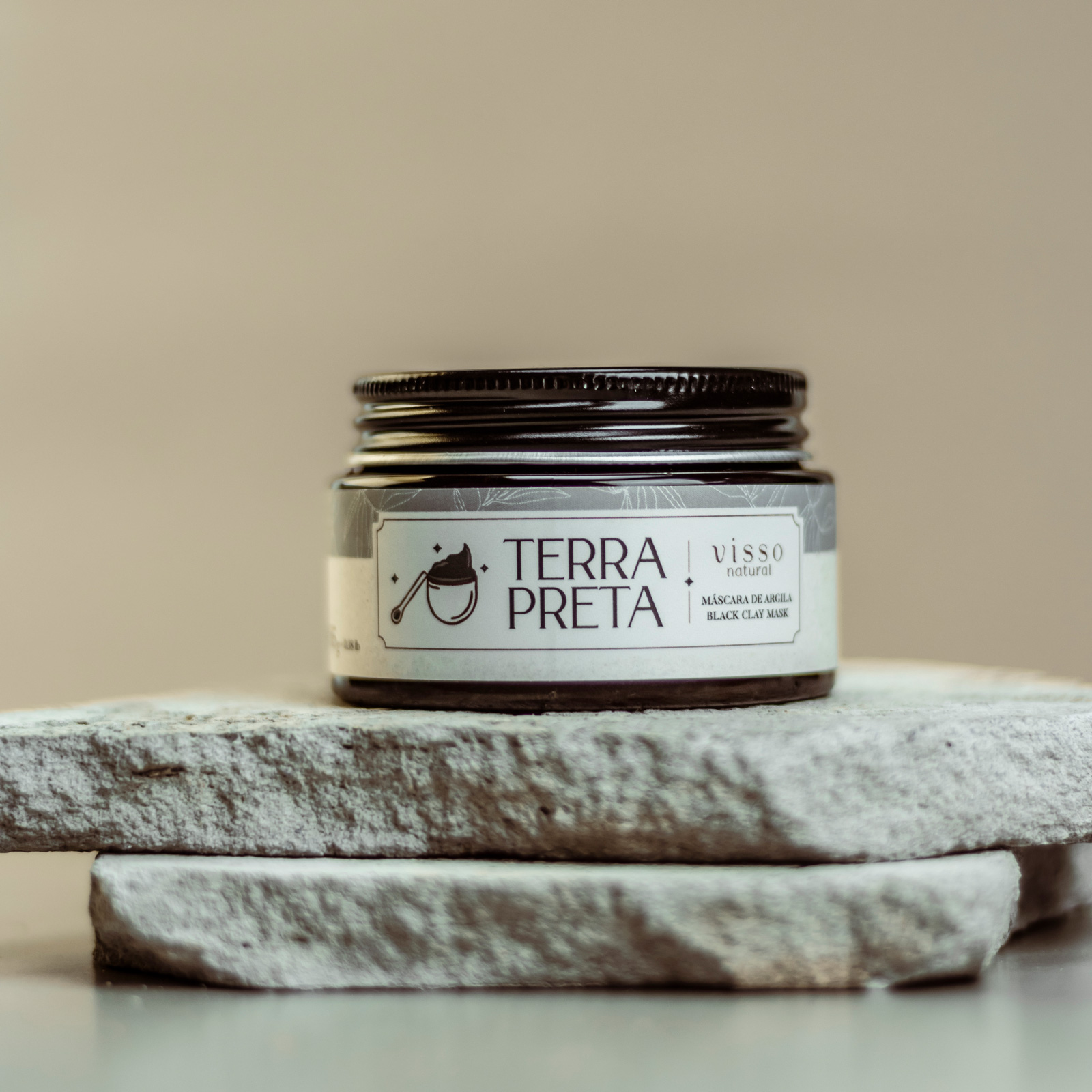 Schwarze Lehmmaske 85gr Black Clay Mask TERRA PRETA BelCol Visso Natural