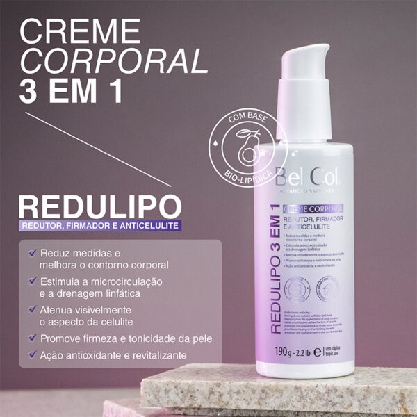 redulipo, creme corporal, anti-cellulite, reduz medidas, hidratante corporal