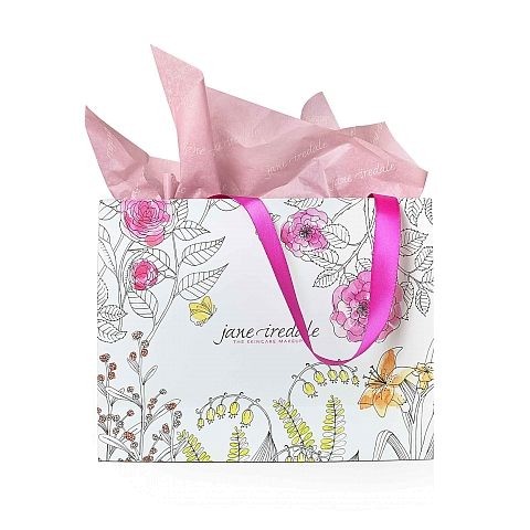Shopping Bag , Floral A5 Format, Tragtaschen weiss/pink Blumen Design